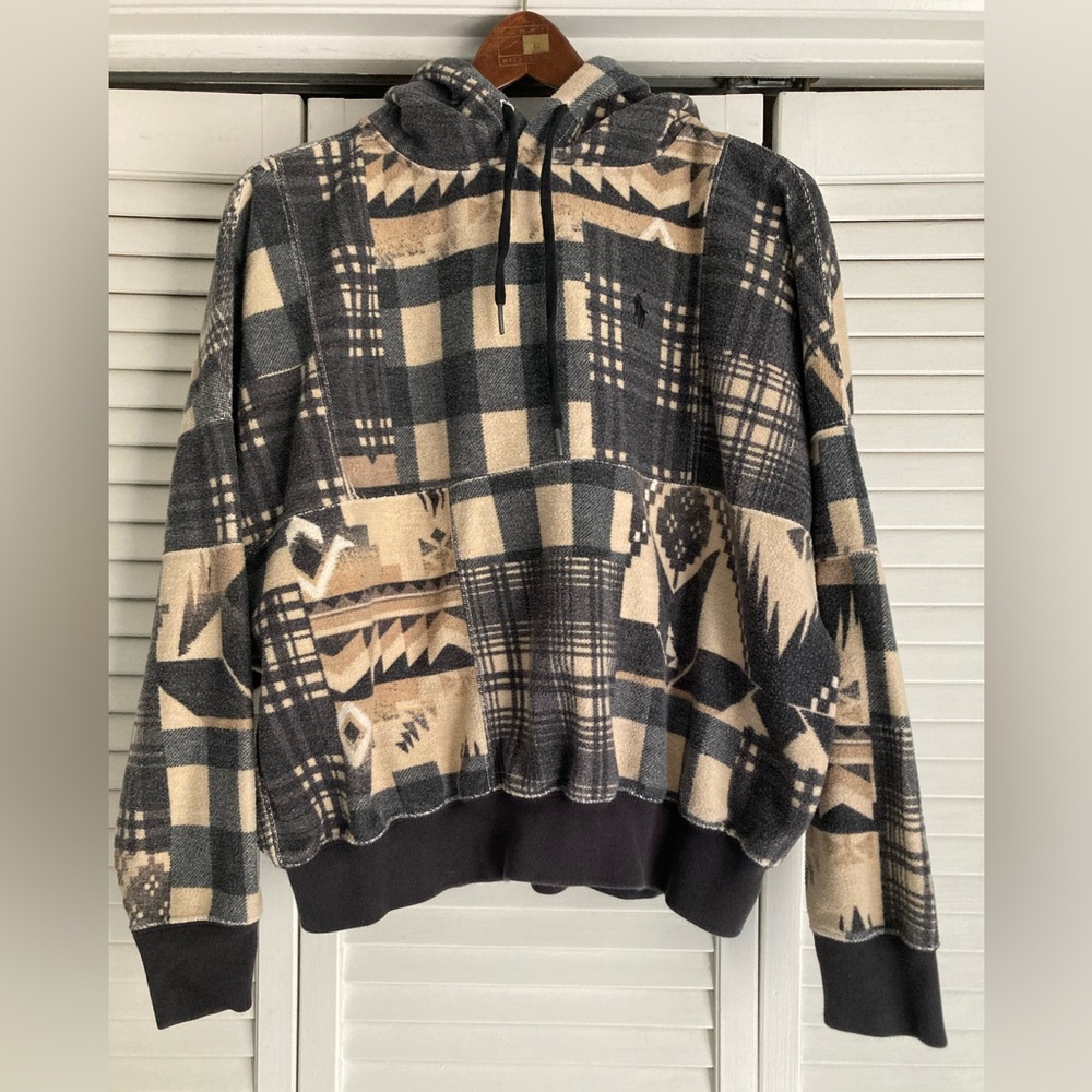 Polo Ralph Lauren Patchwork Fleece Sweatshirt Hoodie Size S